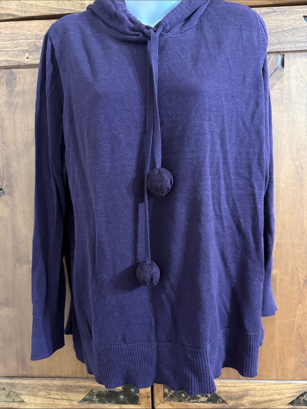 Belle Kim Gravel Hoodie Pom-Pom Purple Sweater 2x fit Guc